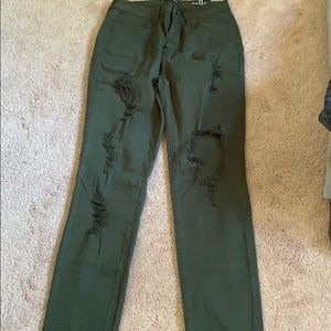 Dark olive rip jeans